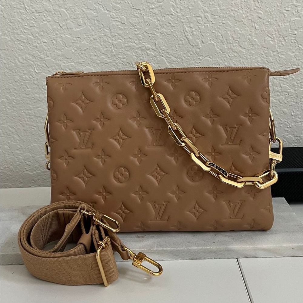 Louis Vuitton Tan Crossbody Bag with Gold Chain